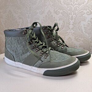 Generic Surplus Sierra Mens Size 10 Army Green Hi Top Suede Sneakers Basketweave
